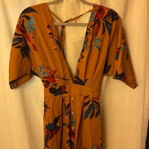 Rusty Brown Dress with Flowers